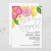 Rosa und Limonen Blume Wir sind Verlobte Verlobung Einladung (Vorne/Hinten)