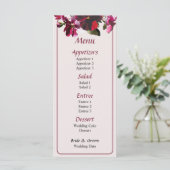 Rosa und Magenta Stiefmütterchen Hochzeitsmenü Menükarte (Stehend Vorderseite)