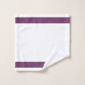 Rosa und Marine-griechische Schlüsselgrenze Badhandtuch Set (Waschlappen)