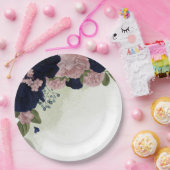 Rosa- und Marinebarten Pappteller (Party)