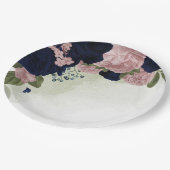 Rosa- und Marinebarten Pappteller (Schrägansicht)