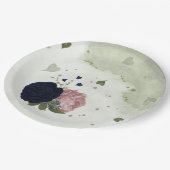 Rosa- und Marinebarten Pappteller (Schrägansicht)