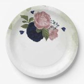 Rosa- und Marinebarten Pappteller (Vorderseite)