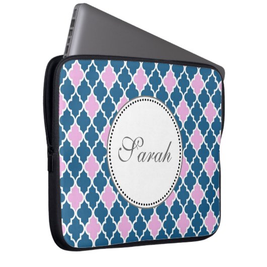 Rosa und marineblau laptopschutzhülle (Vorne Rechts)
