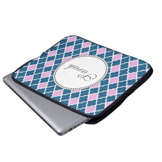 Rosa und marineblau laptopschutzhülle (Vorne Knopf)