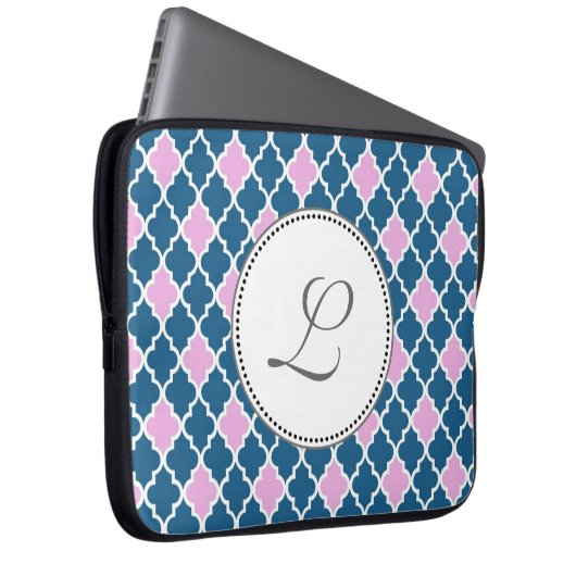 Rosa und marineblau laptopschutzhülle (Vorne Rechts)