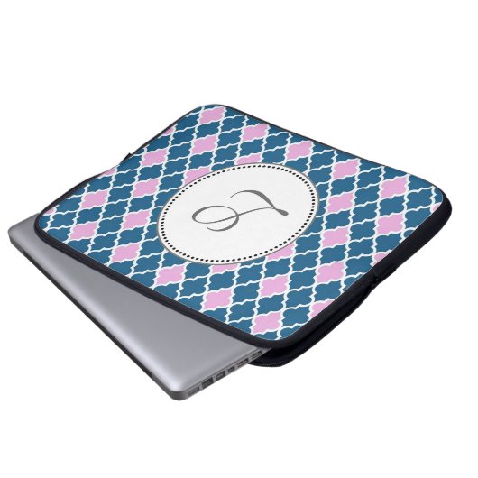 Rosa und marineblau laptopschutzhülle (Vorne Knopf)