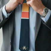 rosa und marineblau Streifen-Muster monogramiert Krawatte