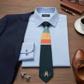 rosa und marineblau Streifen-Muster monogramiert Krawatte