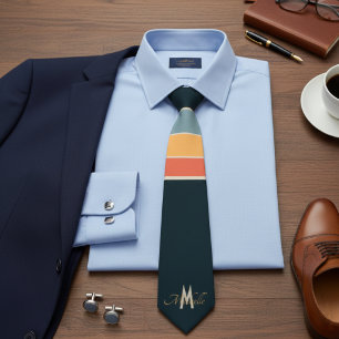 rosa und marineblau Streifen-Muster monogramiert Krawatte