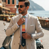 rosa und marineblau Streifen-Muster monogramiert Krawatte