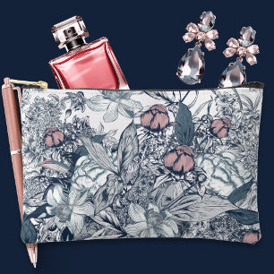 Rosa und Marineblau Toile Zubehörtasche