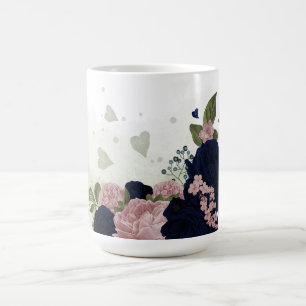 rosa und marineblaue Blumen Grün  Kaffeetasse