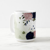 Rosa und marineblaue Blumen Kaffeetasse (Vorderseite Links)