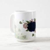 Rosa und marineblaue Blumen Kaffeetasse (Vorderseite Links)
