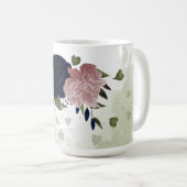 Rosa und marineblaue Blumen Kaffeetasse (VorderseiteRechts)