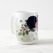 Rosa und marineblaue Blumen Kaffeetasse (Vorderseite Links)