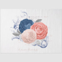 Rosa und Marineblaue Florale Ephemera-Serie Design