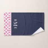 Rosa und marineblaue Trellis-Monogramm Badhandtuch Set (Handtuch)