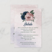Rosa- und Marinehochzeit Blume Begleitkarte (Vorne/Hinten)
