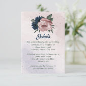 Rosa- und Marinehochzeit Blume Begleitkarte (Stehend Vorderseite)