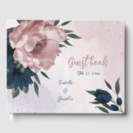 Rosa- und Marinehochzeit Blume Gästebuch