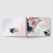 Rosa- und Marinehochzeit Blume Gästebuch (Voll)