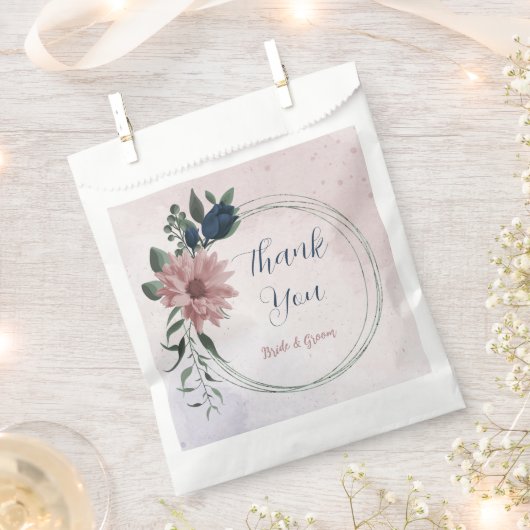Rosa- und Marinehochzeit Blume Geschenktütchen (Ausgeschnitten)