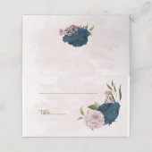 Rosa- und Marinehochzeit Blume Platzkarte (Außenseite Aufgefaltet)