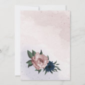 Rosa- und Marinehochzeit der botanischen Blume Einladung (Rückseite)