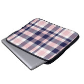Rosa und Marineinfanterie Kariert, kariert, nahtlo Laptopschutzhülle (Vorne Knopf)