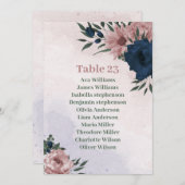 Rosa- und Marinekarte der Blume botanische Sitzkar Einladung (Vorne/Hinten)