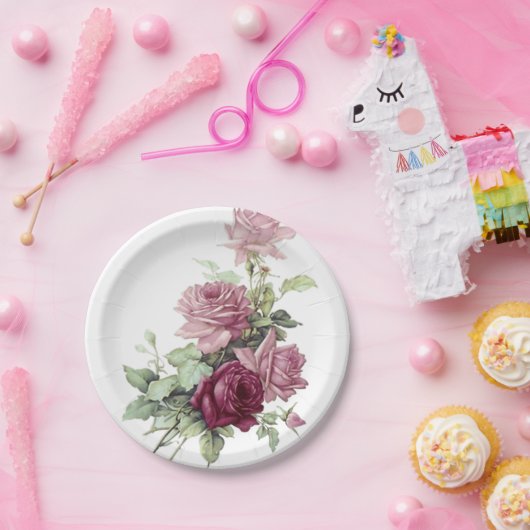 Rosa- und Maroon-Papierplatte Pappteller (Party)