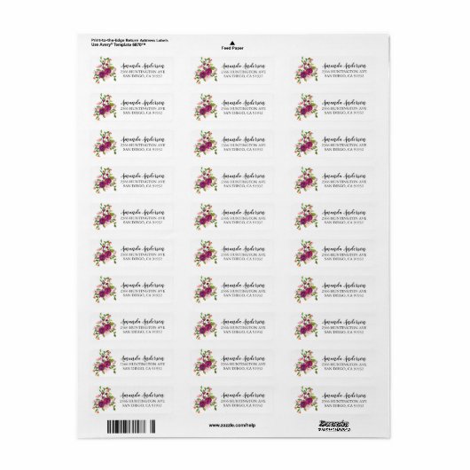 Rosa und Marsala Blume Brautparty Labels (Vorne)