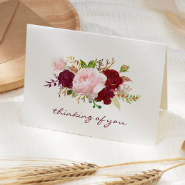 Rosa und Marsala Floral Bouquet Beileid Karte