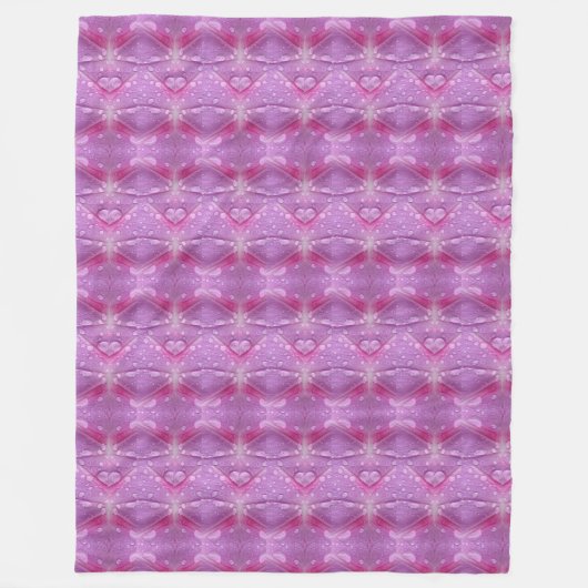 Rosa und Mauve Hearts Fleece Blanket (Vorderseite)