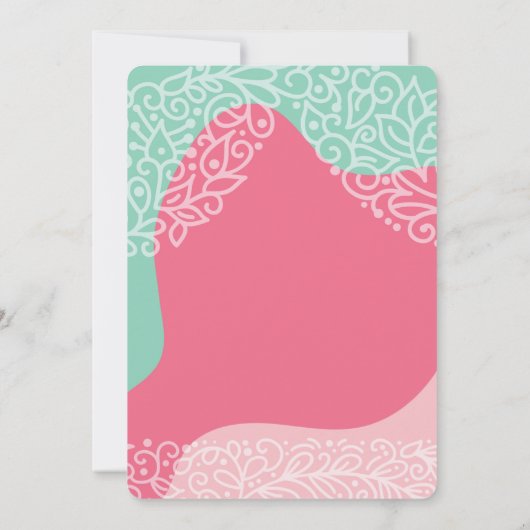 Rosa und Meeresgrün Es ist eine Geburtsankündigung Ankündigung (Rückseite)