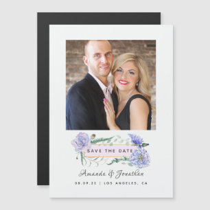 Rosa und Mint Blumen Hochzeit Termin merken Magneteinladung