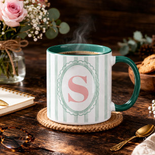 Rosa und Mint Wasserfarben gestreifte individuelle Tasse
