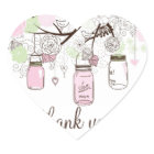 Rosa und Mintgrün Mason Jars Danke Aufkleber