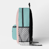 Rosa und mintgrüner personalisierter Name Bedruckter Rucksack (Rechts)