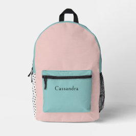 Rosa und mintgrüner personalisierter Name Bedruckter Rucksack