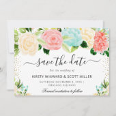 Rosa und Minz-Sommerblumen-Hochzeit Save The Date (Vorderseite)