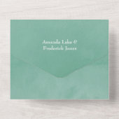 Rosa- und Minzblumenhochzeit in einer Einladung (Rückseite)