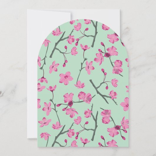 Rosa und Minze Grüne Kirsche Blossom Quinceanera Einladung (Rückseite)