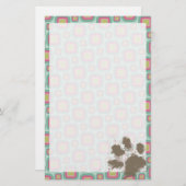 Rosa und Minze Retro; Funny Pawprint Briefpapier (Vorne/Hinten)