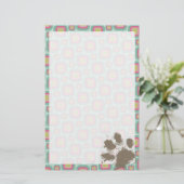 Rosa und Minze Retro; Funny Pawprint Briefpapier (Stehend Vorderseite)