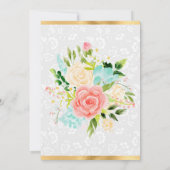 Rosa und Minze Sommer Blume Gold Brautparty Einladung (Rückseite)