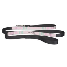 Rosa und Minze Stripe Individuelle Name Leash