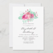 Rosa und Minzflorale Probe Abendessen Einladung (Vorderseite)